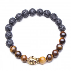 8mm Zinc Alloy Lava Stone Expandable Beaded Buddha Bracelet